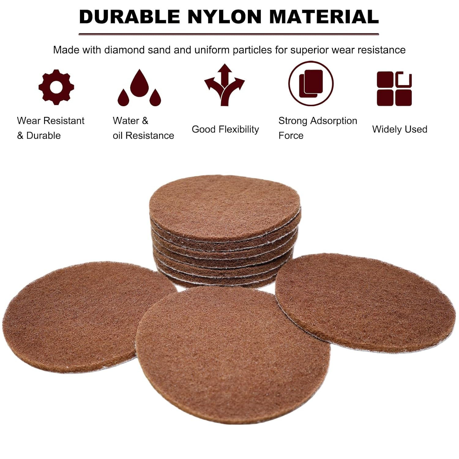 10 Pack 6 Inch 120 Grit Multipurpose Brown Scrubber Scouring Pads Flocking Scuff