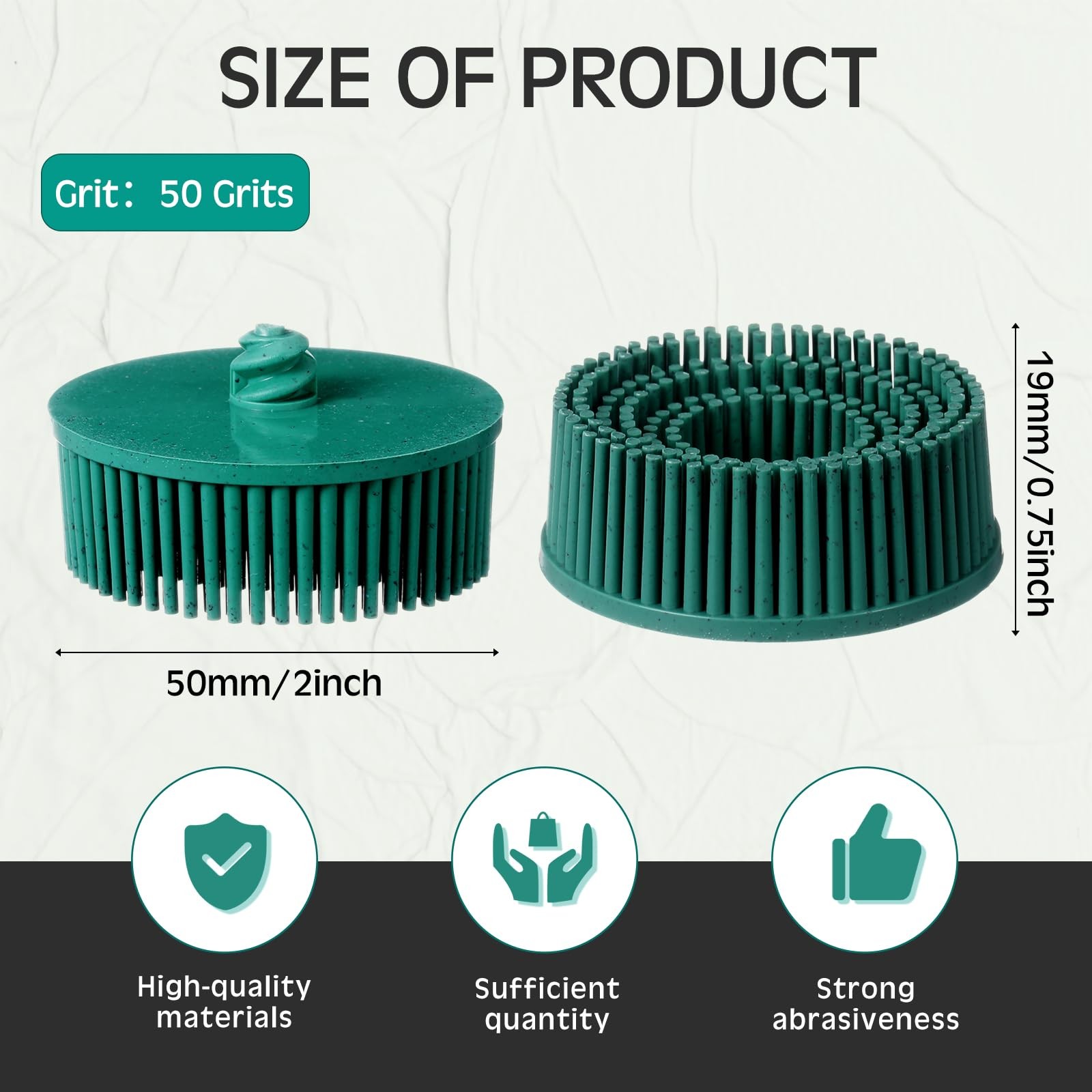 Acellegic 5 Pcs 2″ 50# Bristle Disc Abrasive Coating Removal Disc Green Debur…