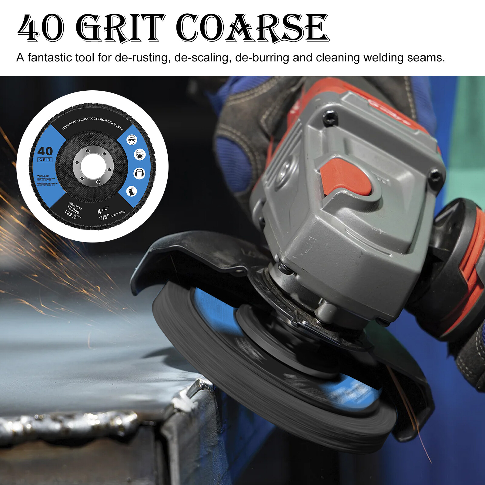 15/30x 40Grit 4.5″ 115mm Flap Discs Sanding Grinding Discs Wheels Sanding Disc