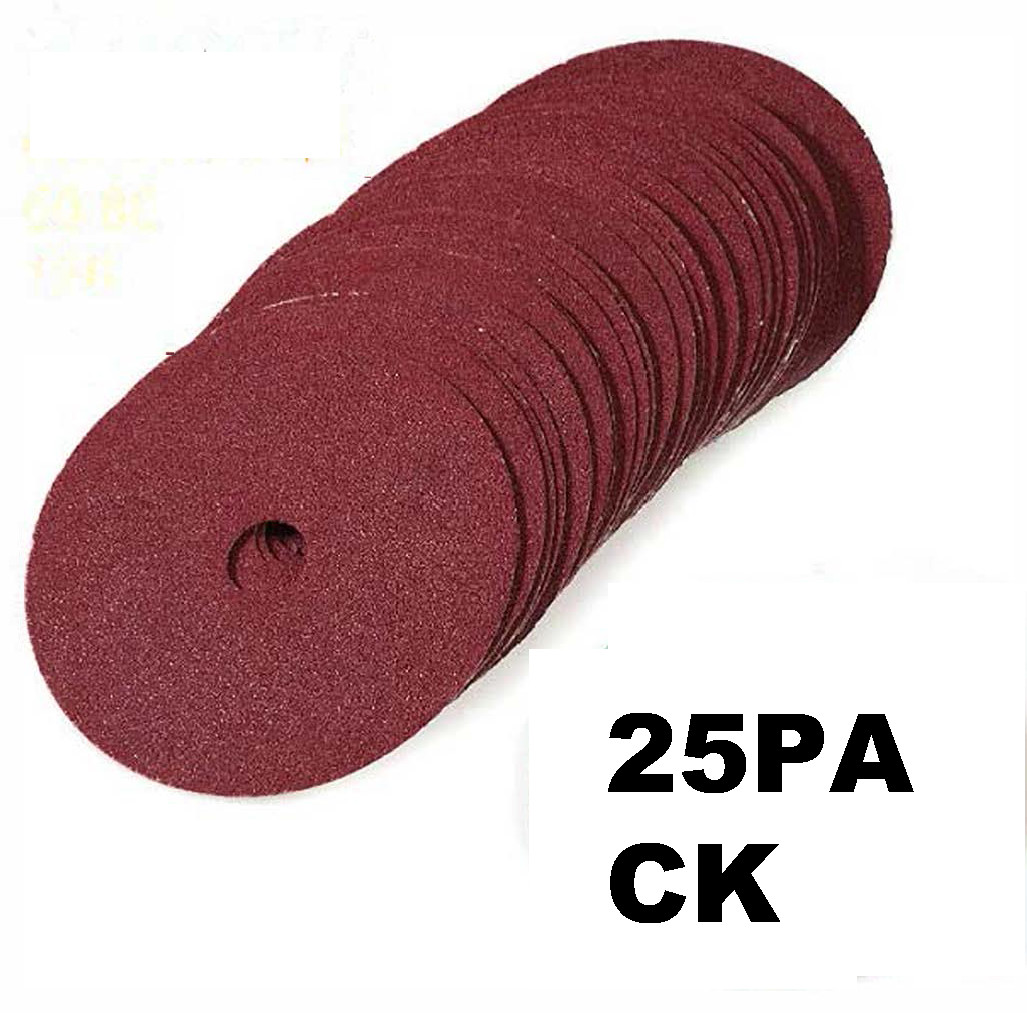25PCS 5 inch Calcined A/O Resin Fiber Sanding Round Hole Grinding Disc 16 Grit