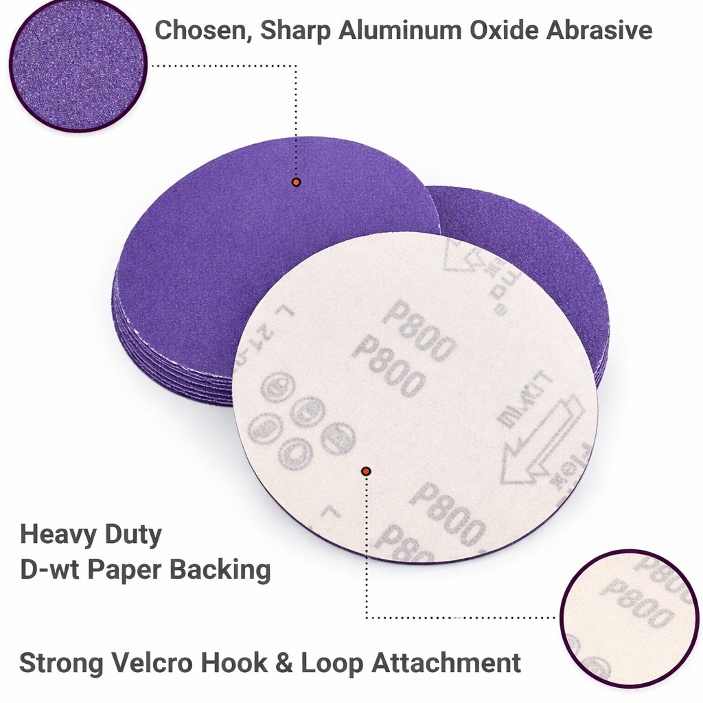 100 PCS – 6 in Sanding Discs 40-800 Grit Hook Loop Sander Orbital Sandpaper Pads