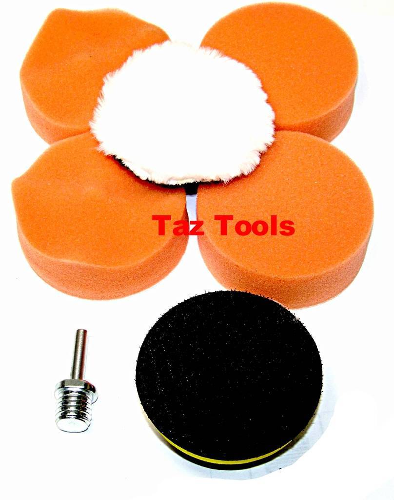 7 pc 3″ Polishing Sponge Pad 1/4″ Drill Adapter Kit for Car Auto Polisher Buffer