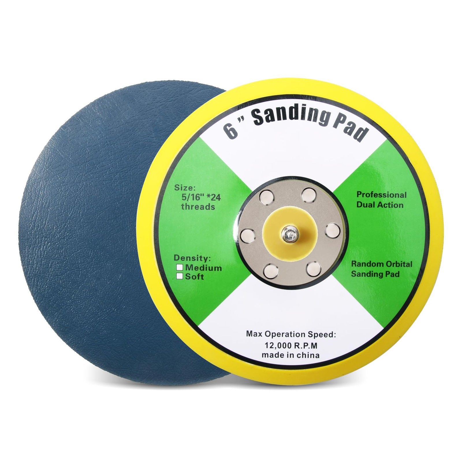 6 Inch Vinyl Faced PSA Backing Pad 5/1624 Thread Orbital Sander Pneumatic Polis