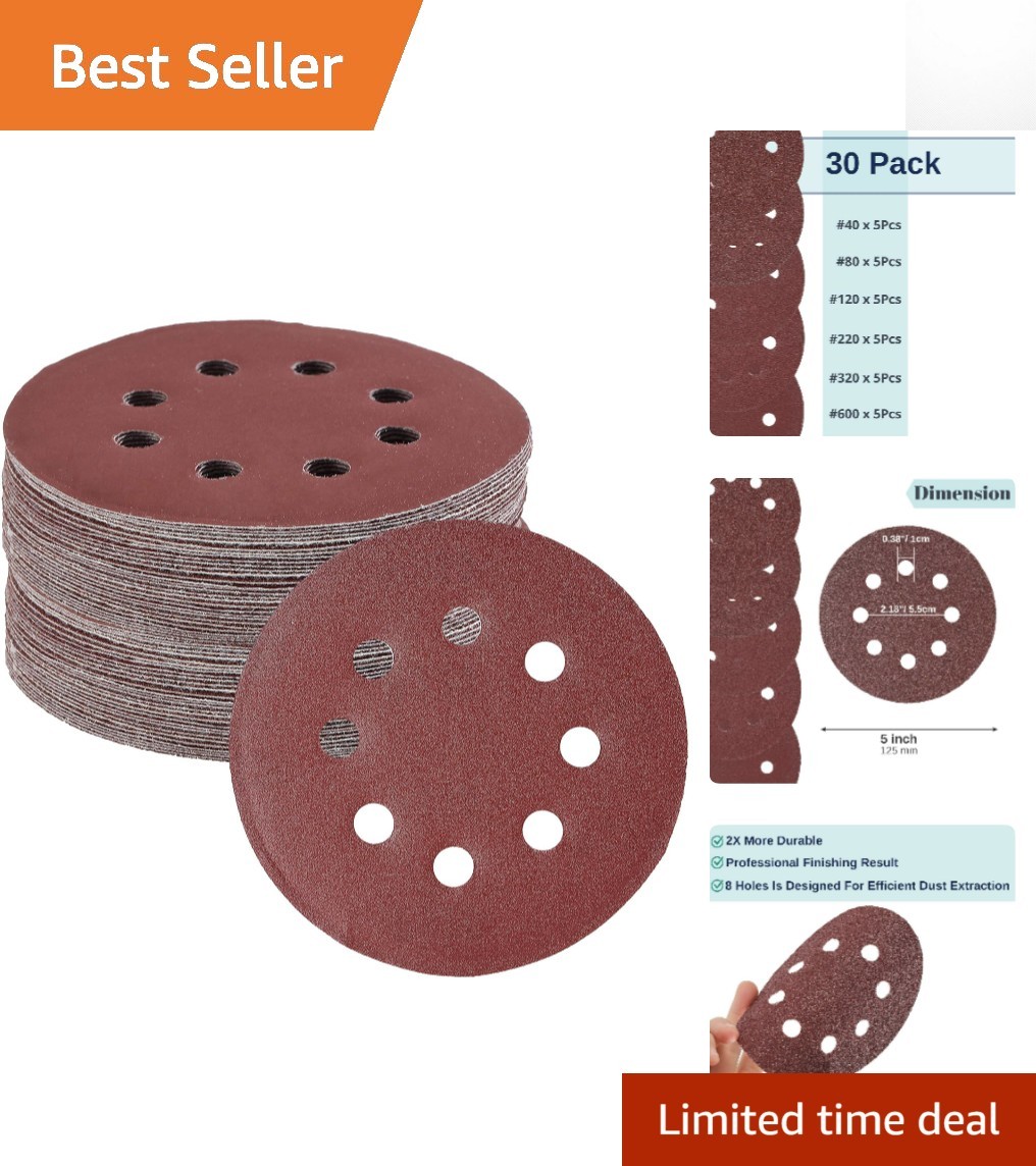 Bates Assorted Grit 5-Inch Sanding Discs – Perfect for Metal and Wood Finishes