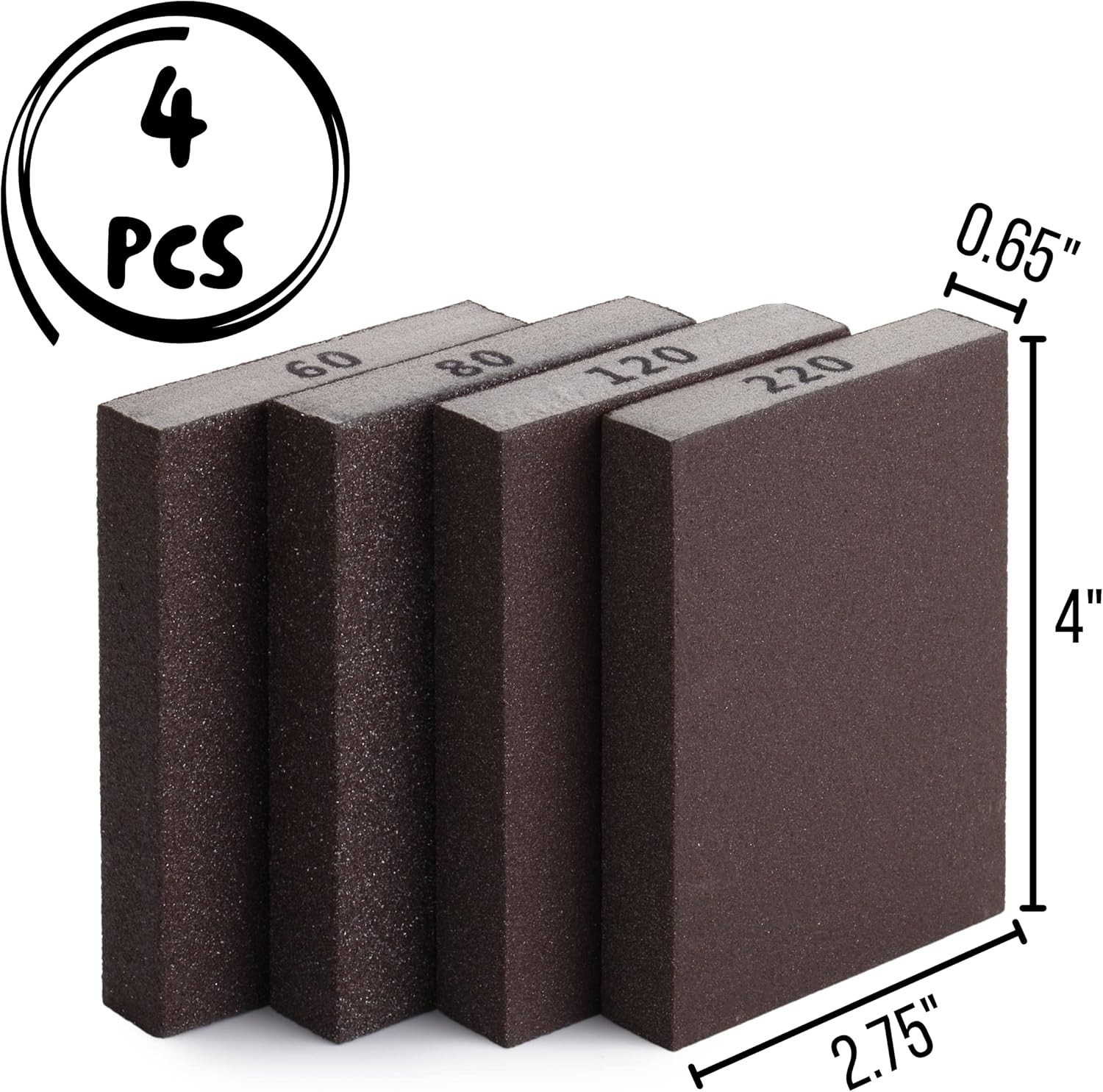 High-Density Sanding Sponges, 4-Pack for Wood, Metal, and Drywall Perfection