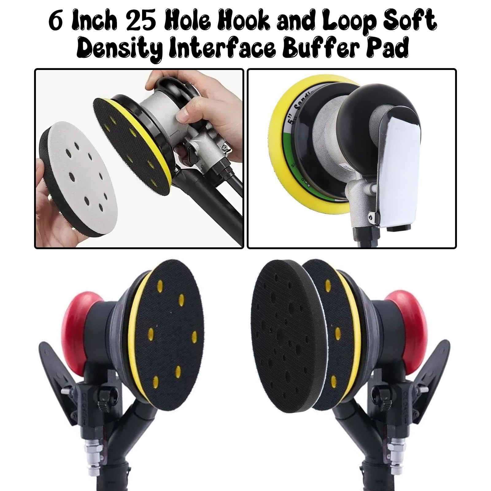 Wanmu 6Pcs Foam Interface Pads, 6 Inch 25 Holes Hook and Loop Soft Density Sp…
