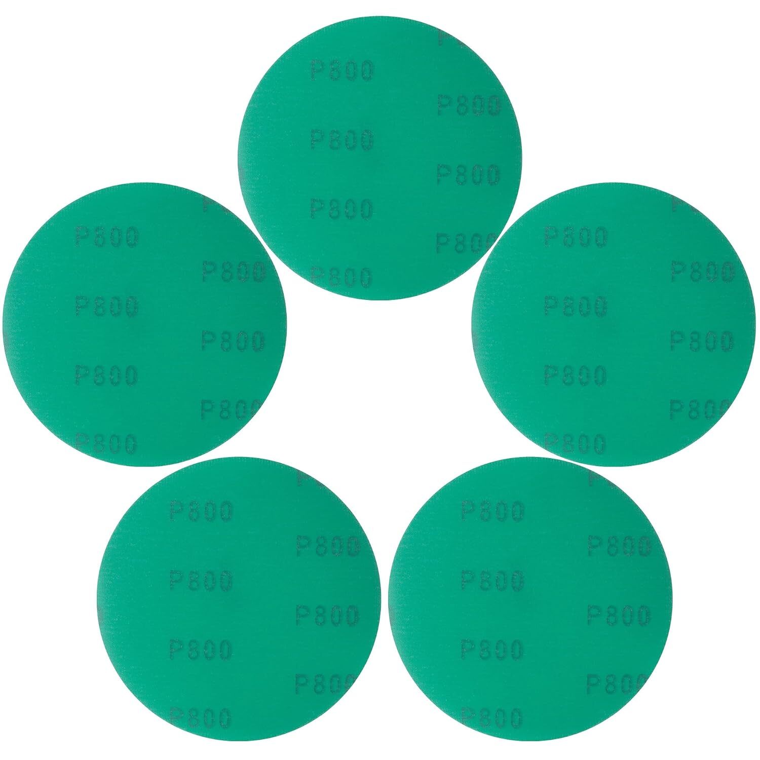 5 Inch 125MM Green Film 800 Grit Sanding Disc 50 Pack Sanding Disc Hook and Loop