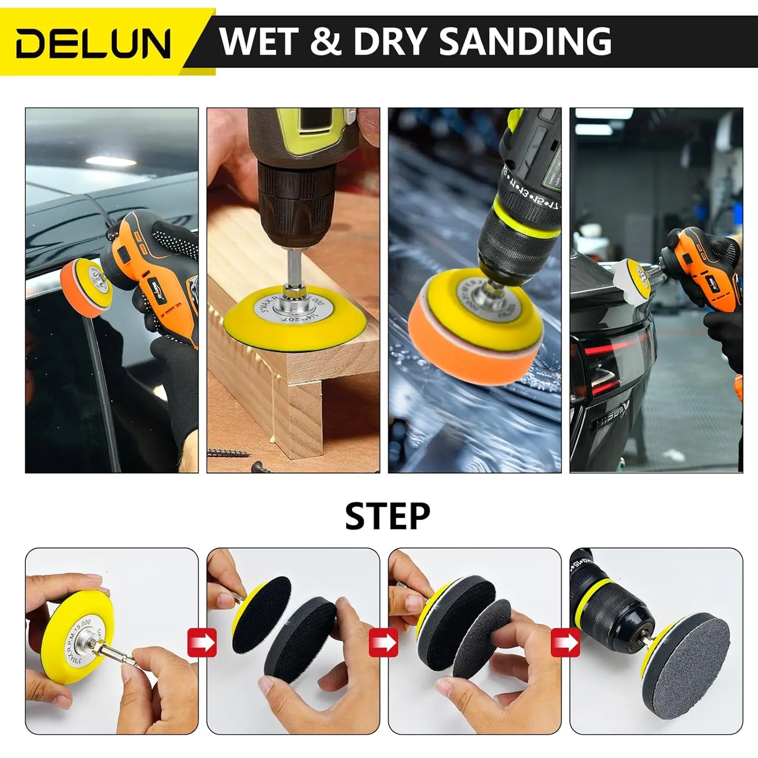 138 Pcs 3 Inch Sanding Disc Kit 60-10000 Grit Polishing Pads For Car Headlight