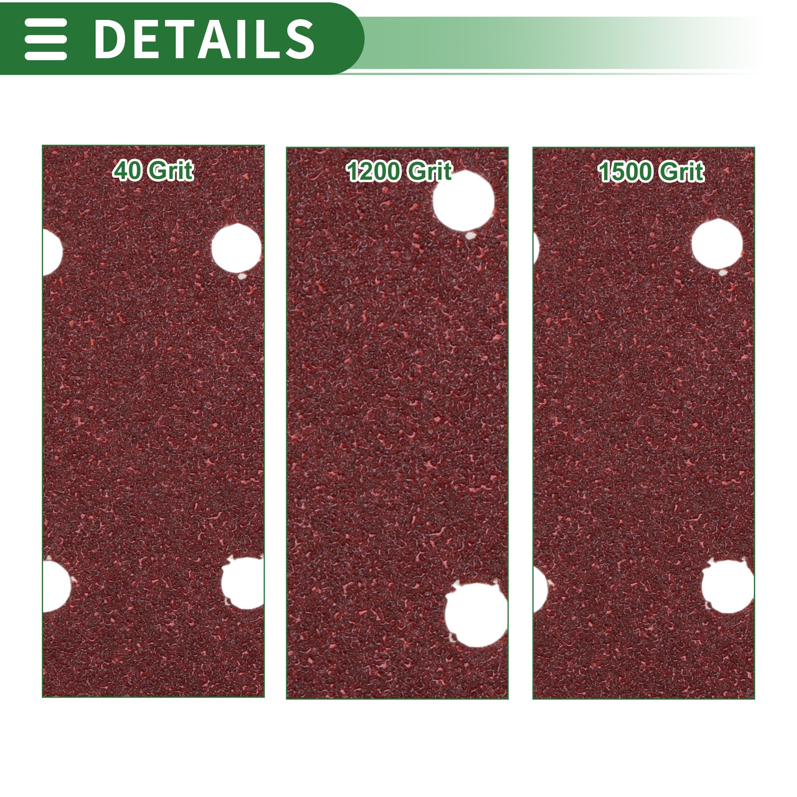 70 Pcs Sandpaper 6 Hole 40 Grit 150x150mm Aluminum Oxide Red