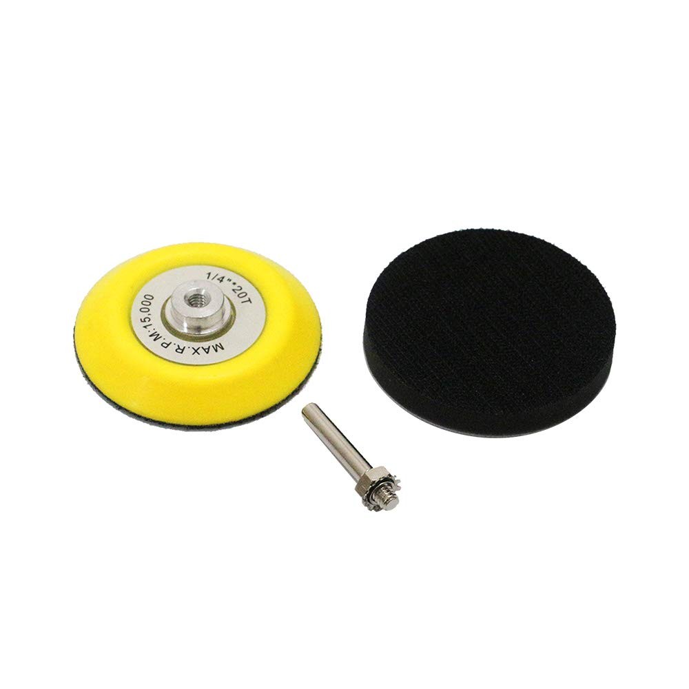 3 Inch Hook and Loop Sanding Pad with 1/4 Inch Shank Drill Attachment, 5 Packs