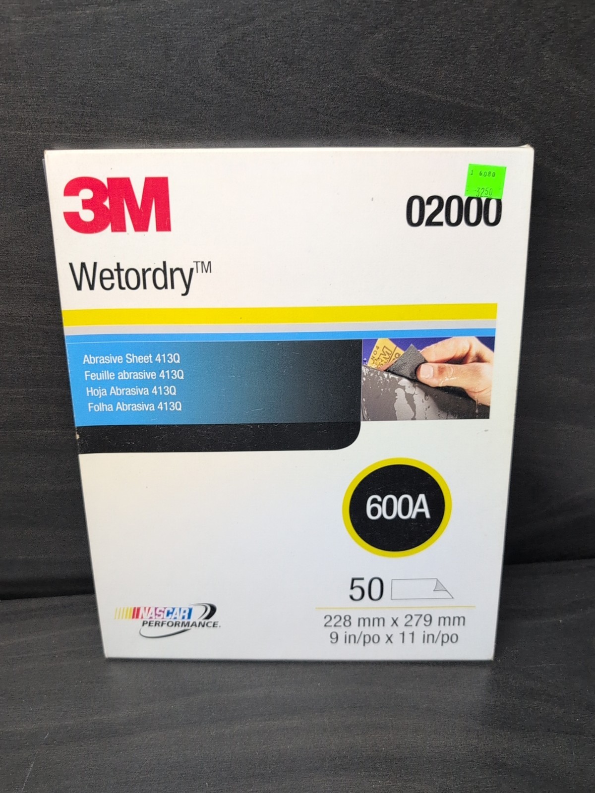3M 02000 Wetordry Abrasive Sandpaper Sheets 9″ X 11″ , 600A Grit, Pack Of (50)