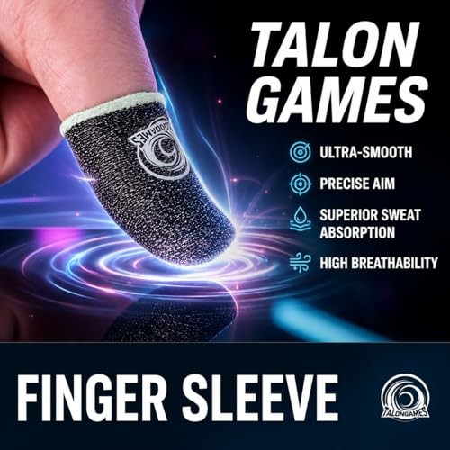 TALONGAMES Mobile Gaming Finger Sleeves, 8 Pack 0.3mm Silver 45mm*23mm Green