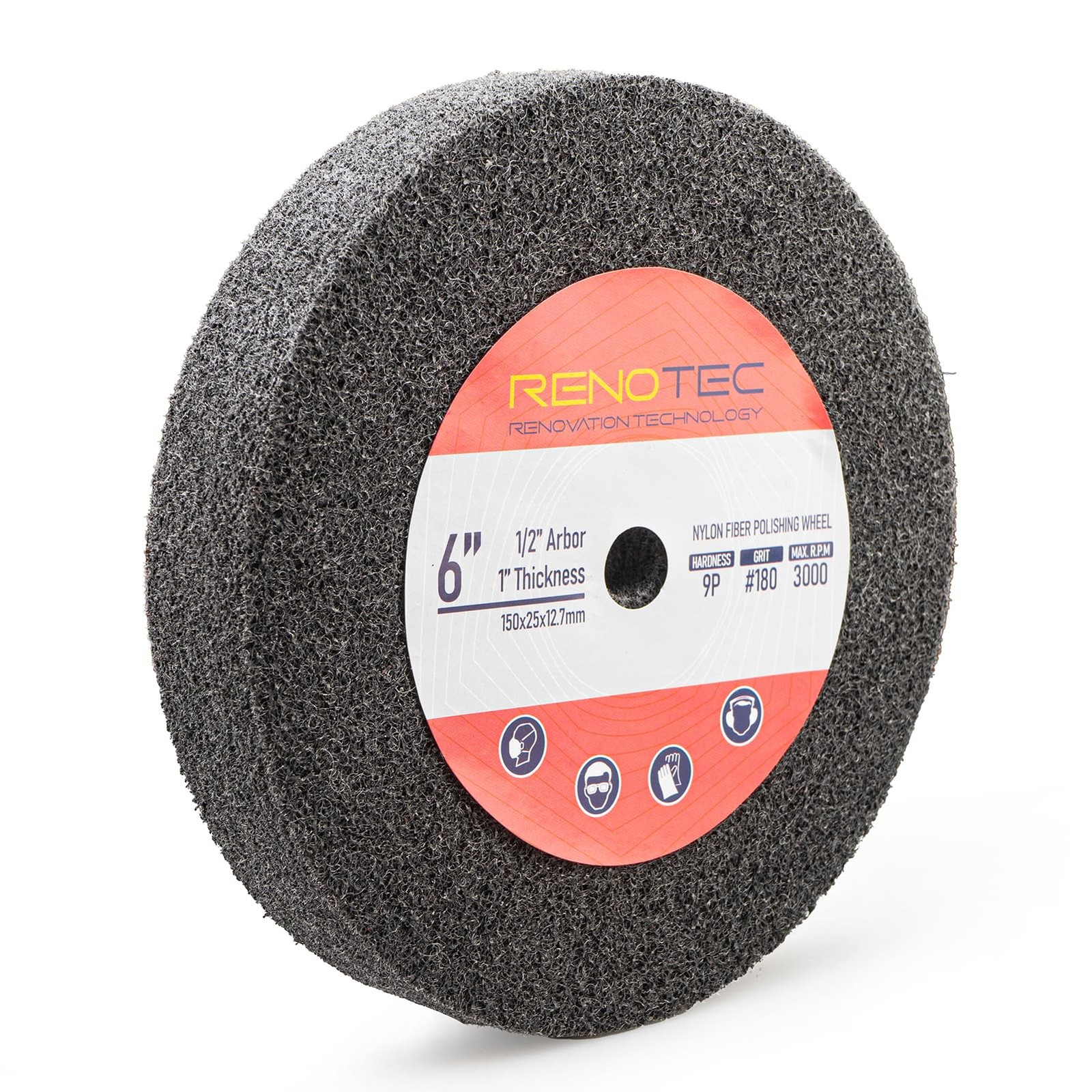 6 inch 9P Hardness Deburring Wheel, Pack of 3, 180 Grit, Nylon Fiber Buffing Whe