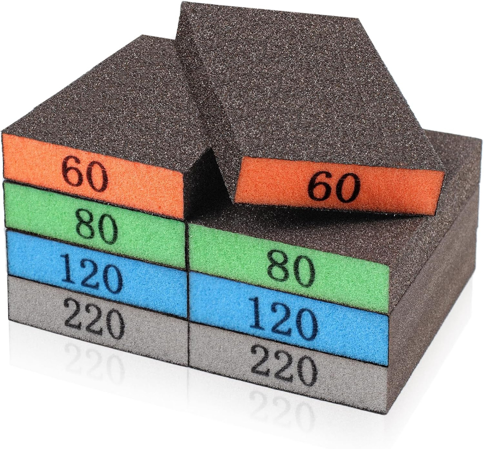 Sanding Sponge Assortment 8 Pack Includes 60 80 120 220 Grit Reusable for