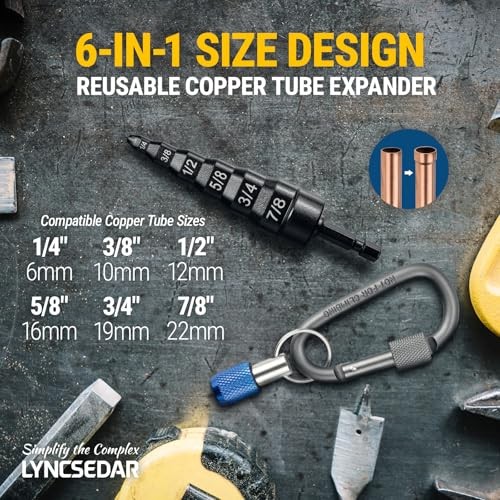 6-in-1 Copper Swage Tool HVAC Soft Tube Expander, Carbon Steel, 1-Pack Black