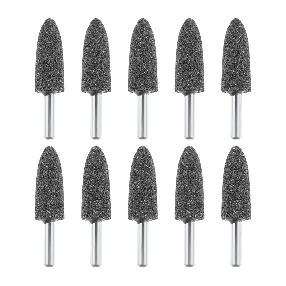 10PC Cone Shape Grinding Stones 16mm Aluminium Oxide Fit Electric Rotary Tool