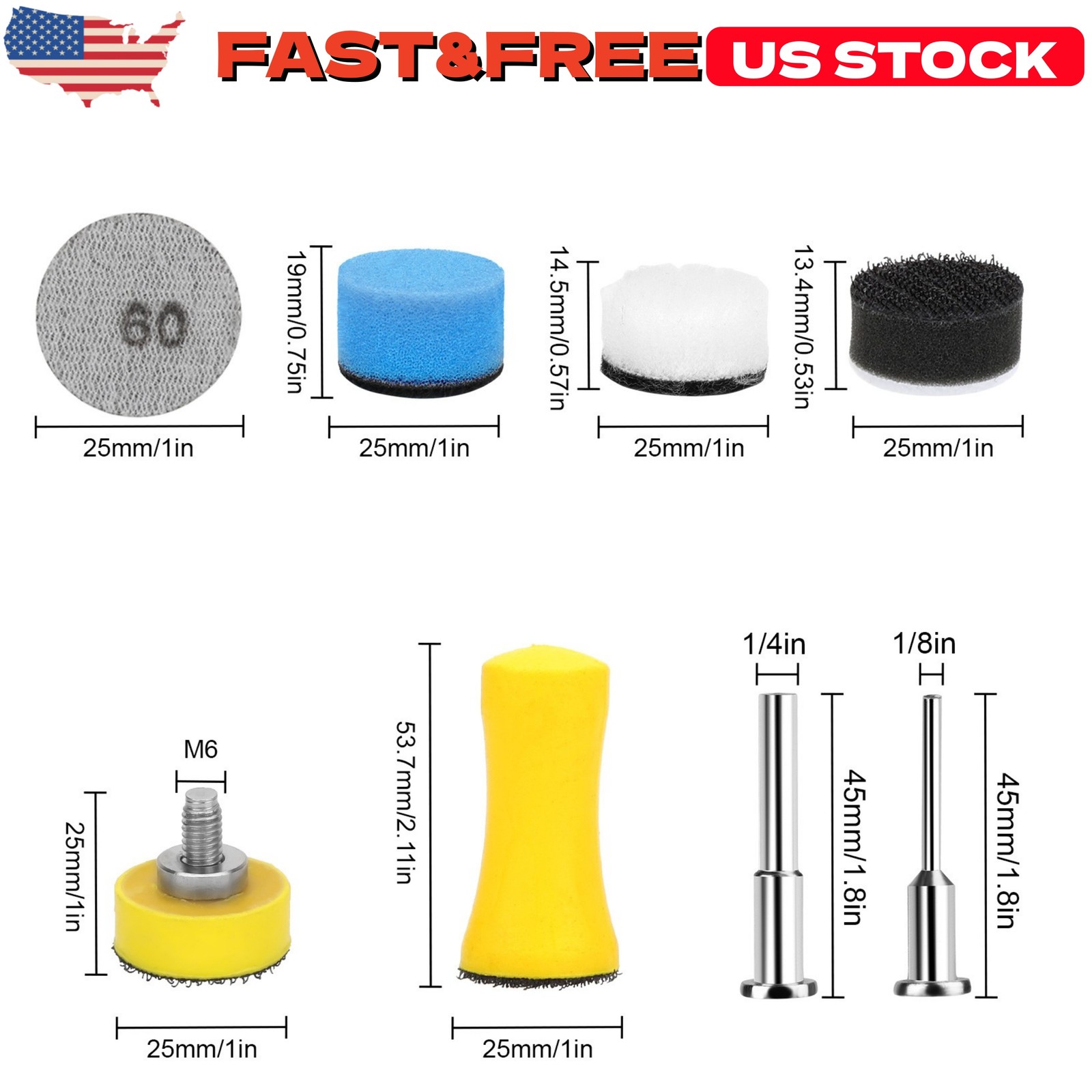 250x 1inch Sanding Discs 60-10000 Grit For Drill Wet Dry Hook Loop Sandpaper US