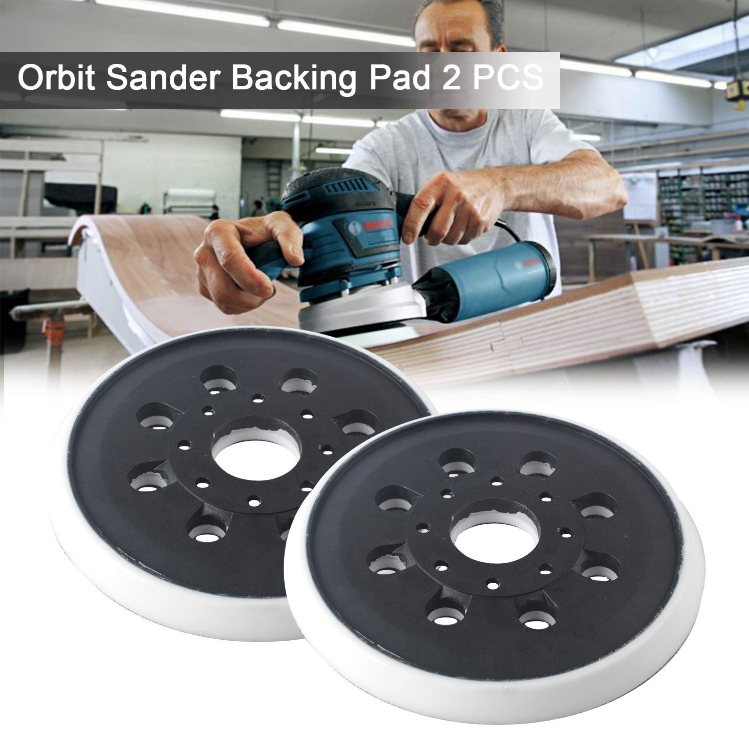 5″ Sanding Pad Replacement for Bosch RS035, 8 Hole Hook & Loop, Pack of 2