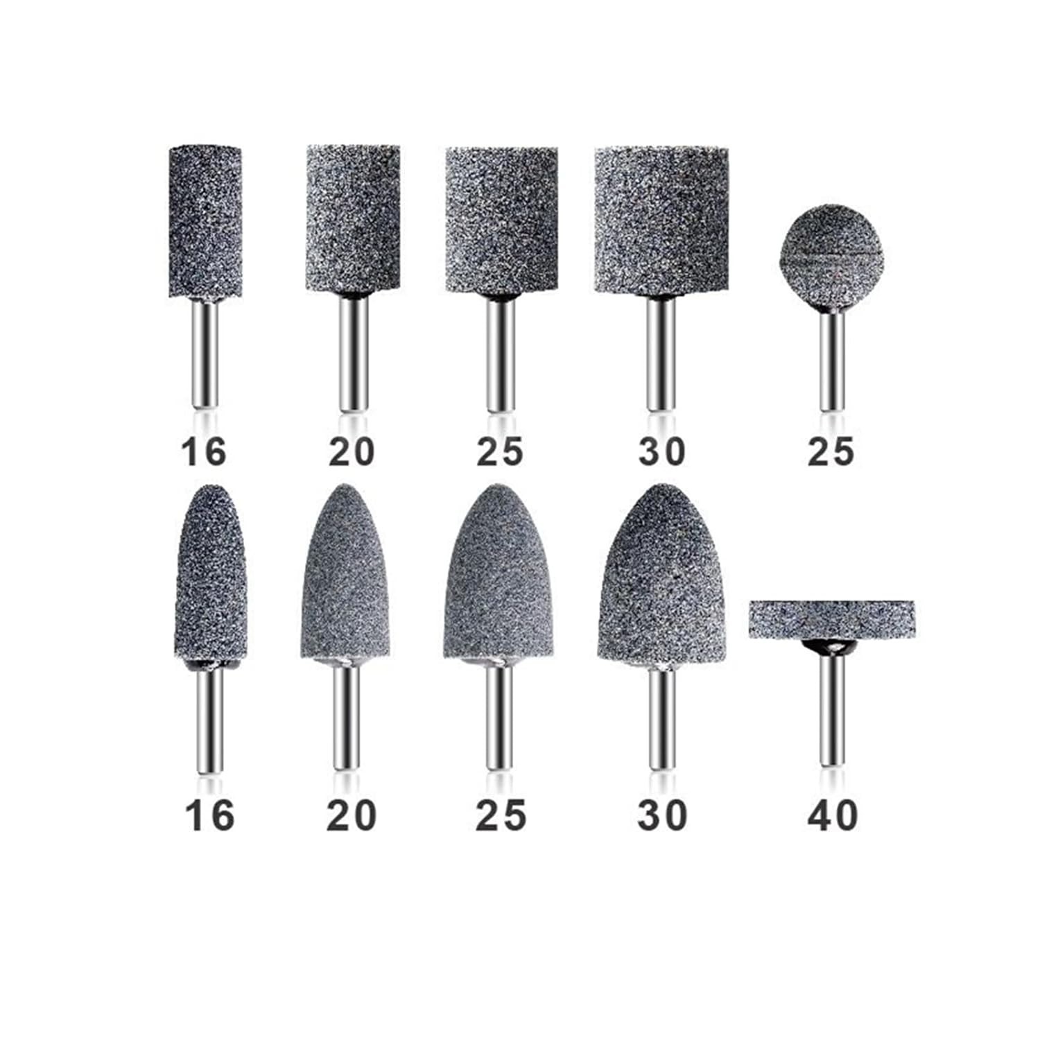 10 Pack Various Shapes Abrasive Grinding Stone Mounted Grinding Bits 1/4″ Shank