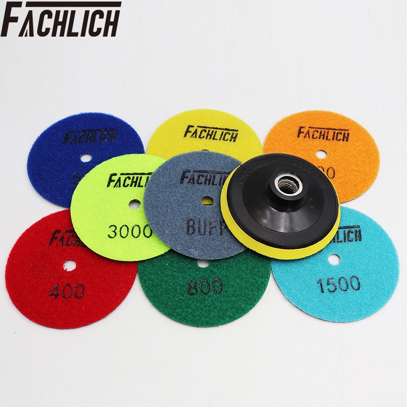 9pcs/set 100mm / 4inch Diamond Dry Polishing Pads with Backer for Marble Granite