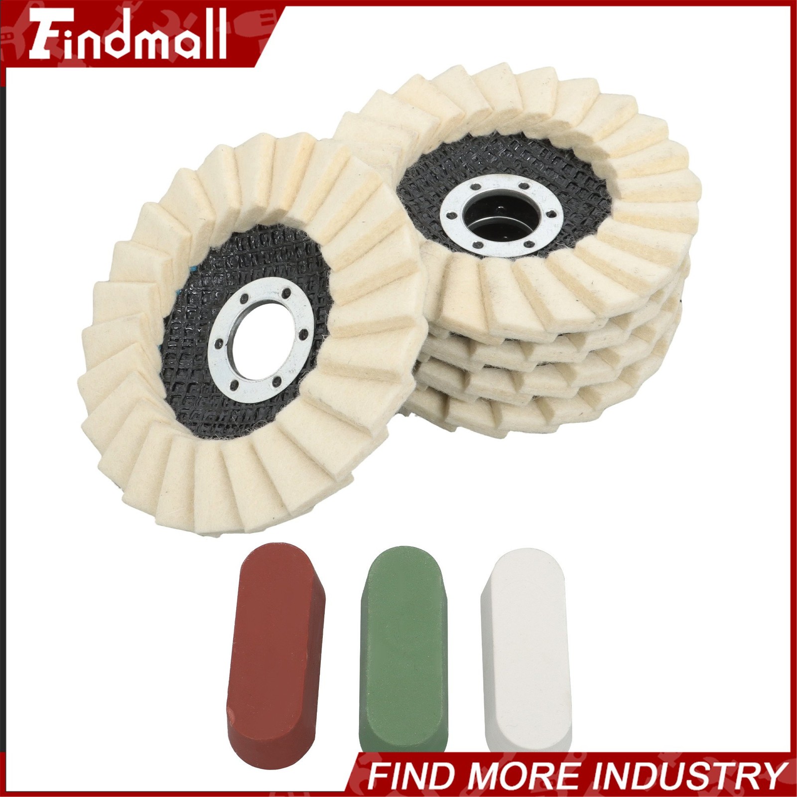 Findmall 8 Pcs Wool Polishing Wheel Disc and Polishing Compounds Set 4.5″ x 7/8″