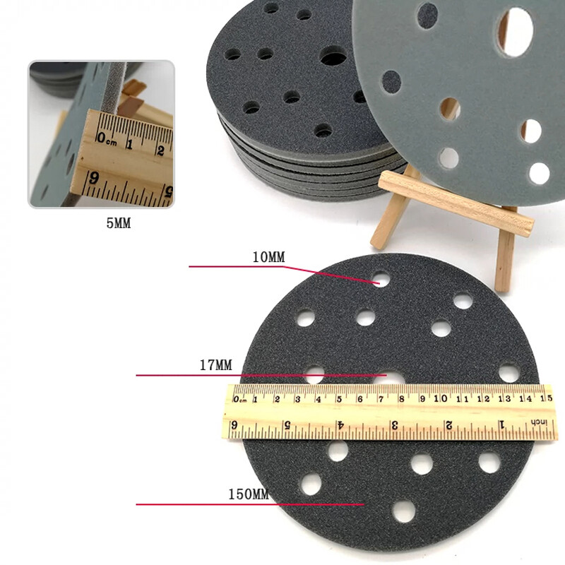 6″ 150mm 15 Hole Wet And Dry Sponge Sandpaper Foam Sanding Disc 300-3000 Grit