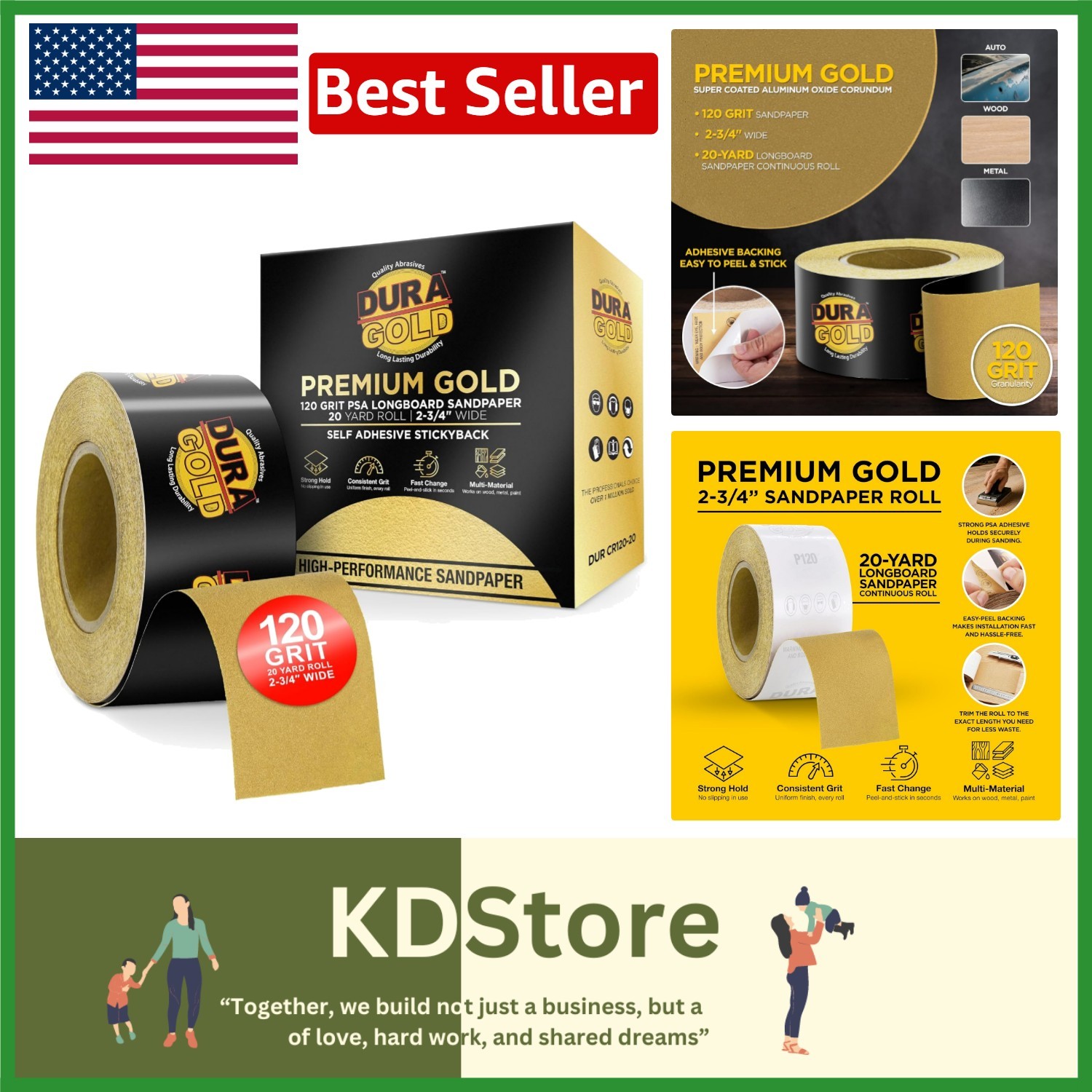 Clog-Resistant Gold 120 Grit PSA Sandpaper Roll for Superior Sanding Performance