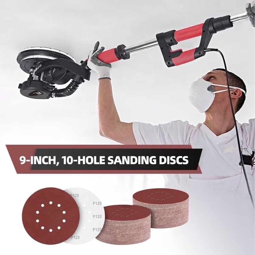 50 Pack 9-Inch 10-Hole Hook-and-Loop Sanding Disc, 80 120 240 Grit Aluminum Oxid
