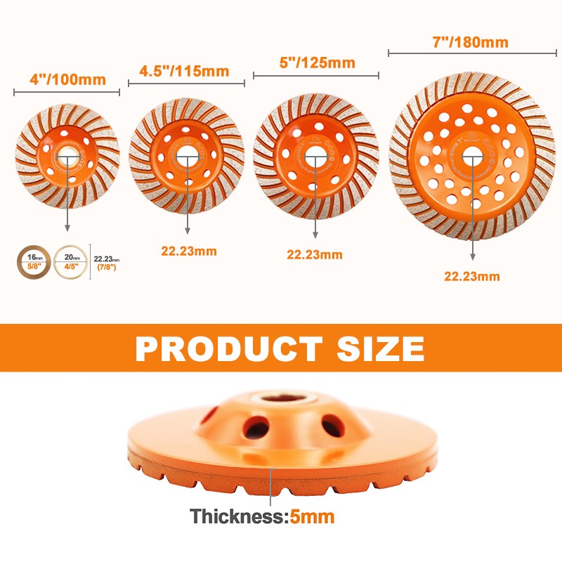BRSCHNITT Concrete Diamond Turbo Grinding Wheel Angle Grinder for Masonry Marble