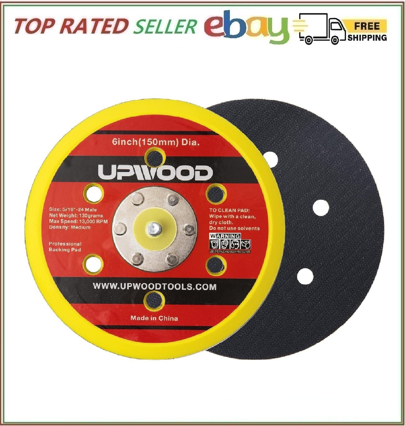 6″ Hook and Loop Backing Pad 2 pcs for Air Sander Polisher 5/16″-24 Thread