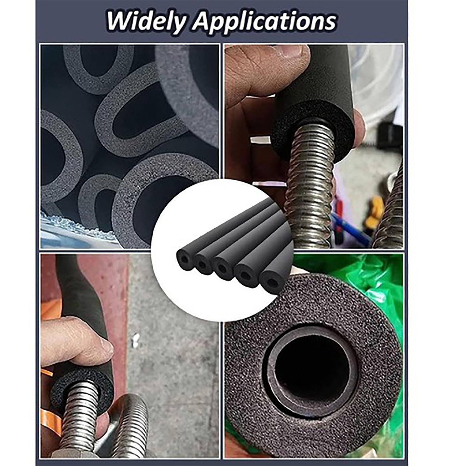 Thermal Insulation Sponge Pipe Foam Rubber Tube Lagging Wrap Roll 3-42mm ID