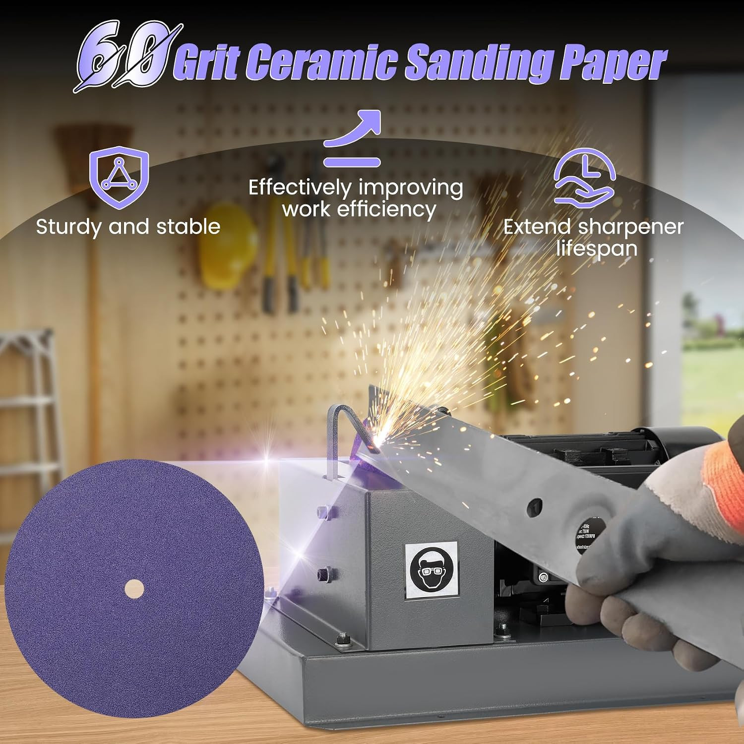 30-Pack 9″ 60 Grit Zirconia Sanding Discs for Mower Blade Sharpening