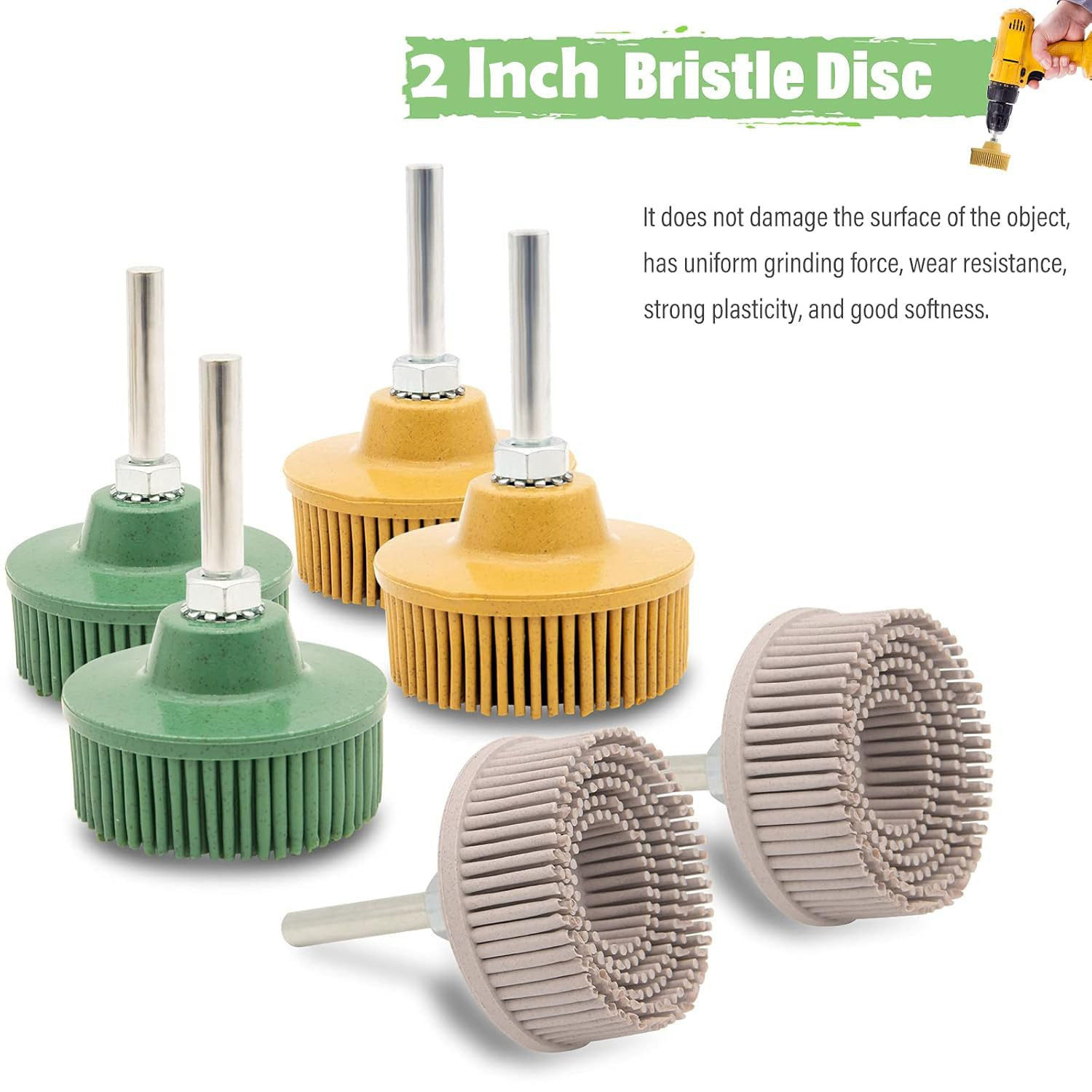 2 Inch Bristle Disc,6 Pieces Bristle Disc Grade – 120# 80# 50# Grit Abrasive Coa