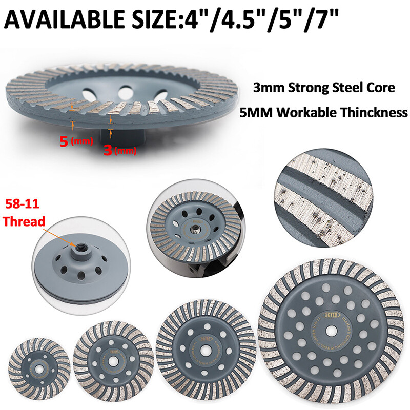 Diamond Row Cup Grinding Wheel 4-7 inch Marble Concrete Masonry Polishing Disc