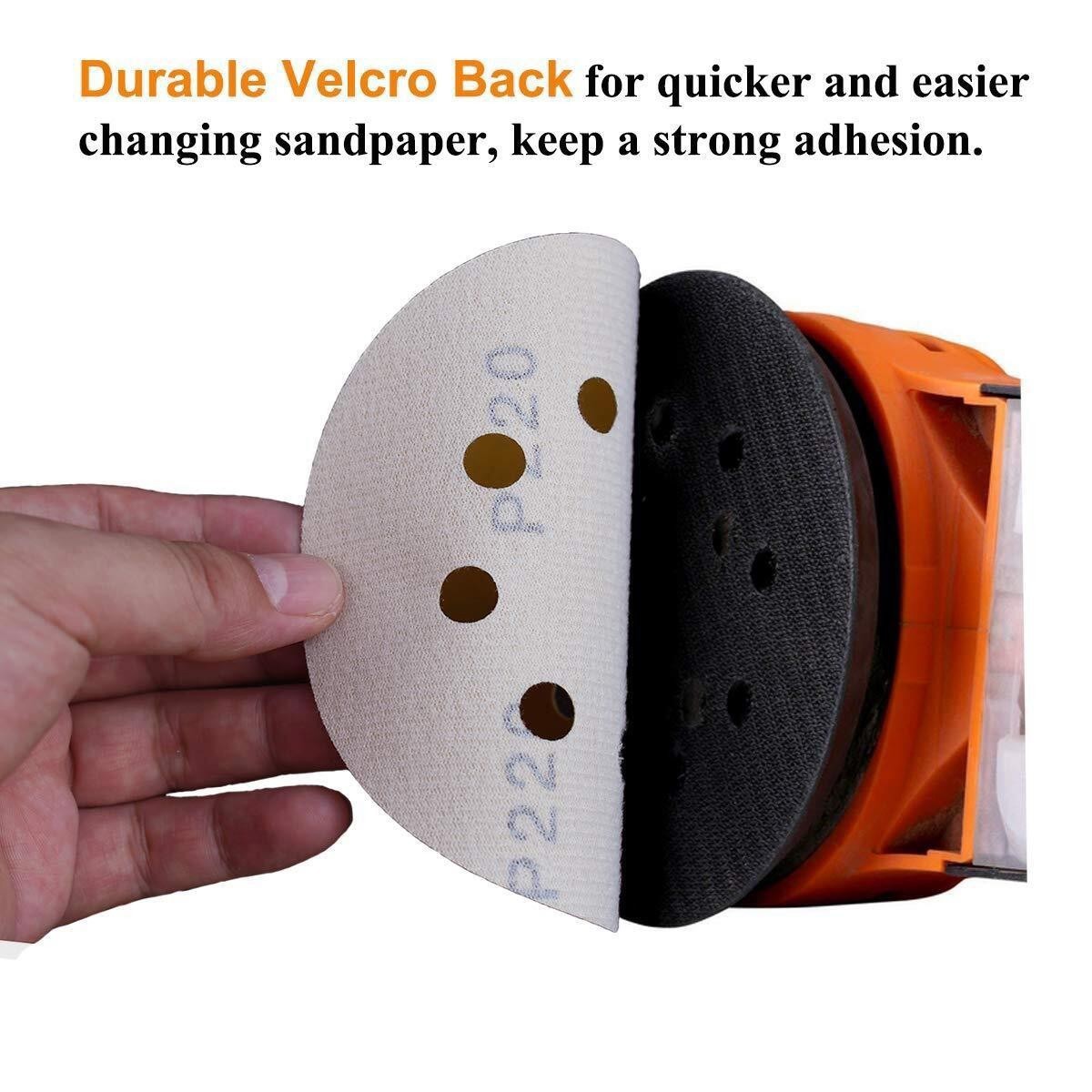 100PCS 5inch✔️ Sanding Discs 8-Hole Hook Loop Sander Orbital Sandpaper 60 – 400