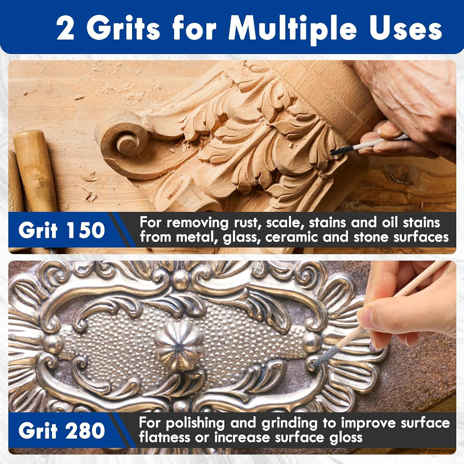 60 Pcs Sanding Sticks Double End, 150/280 Grit 5.4 x 0.2 Inch Fine Detailing Po