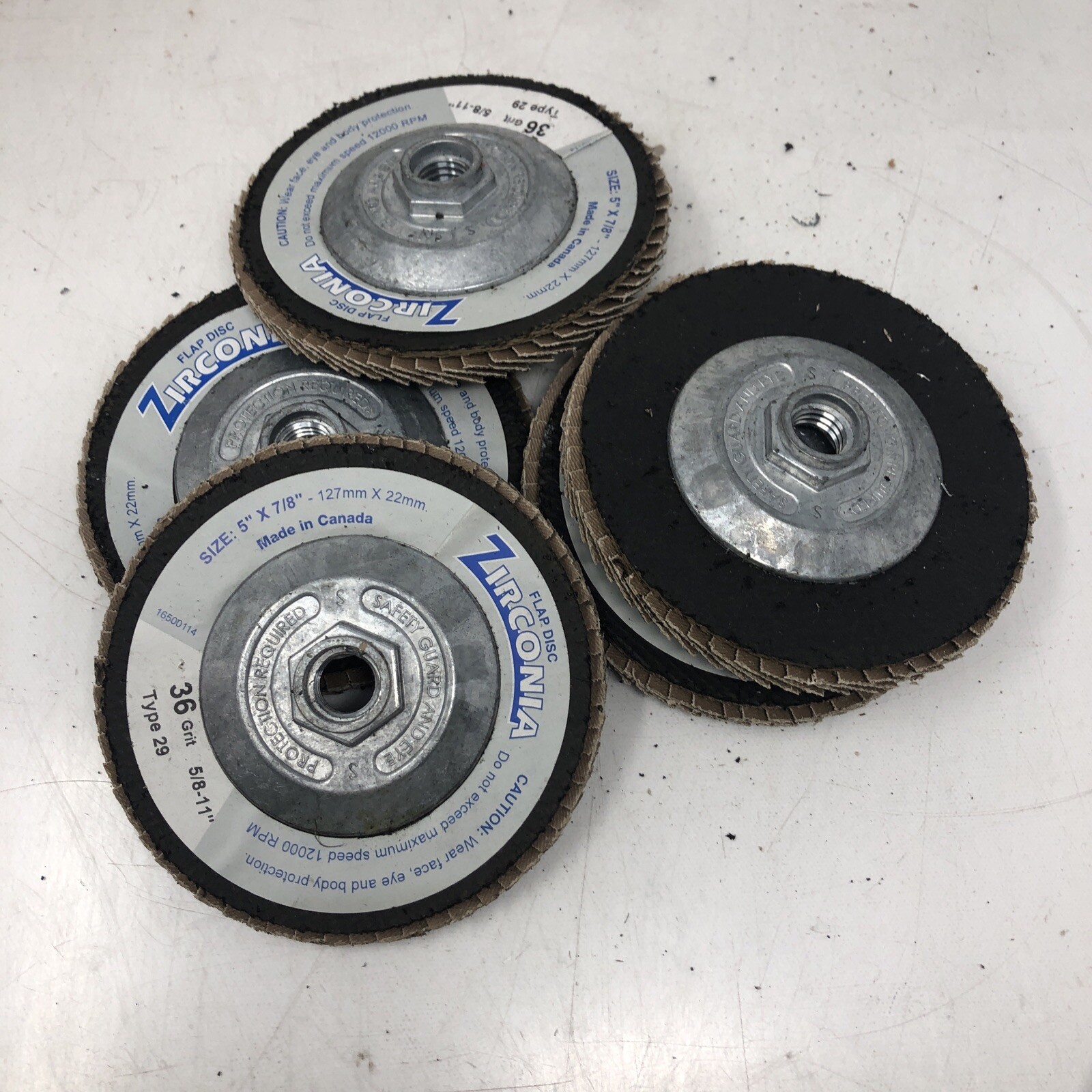 5PC Zirconia Blue Flap Disc Grinding Wheel Size:5″ x 7/8″-127MM x 22MM 36 Grit