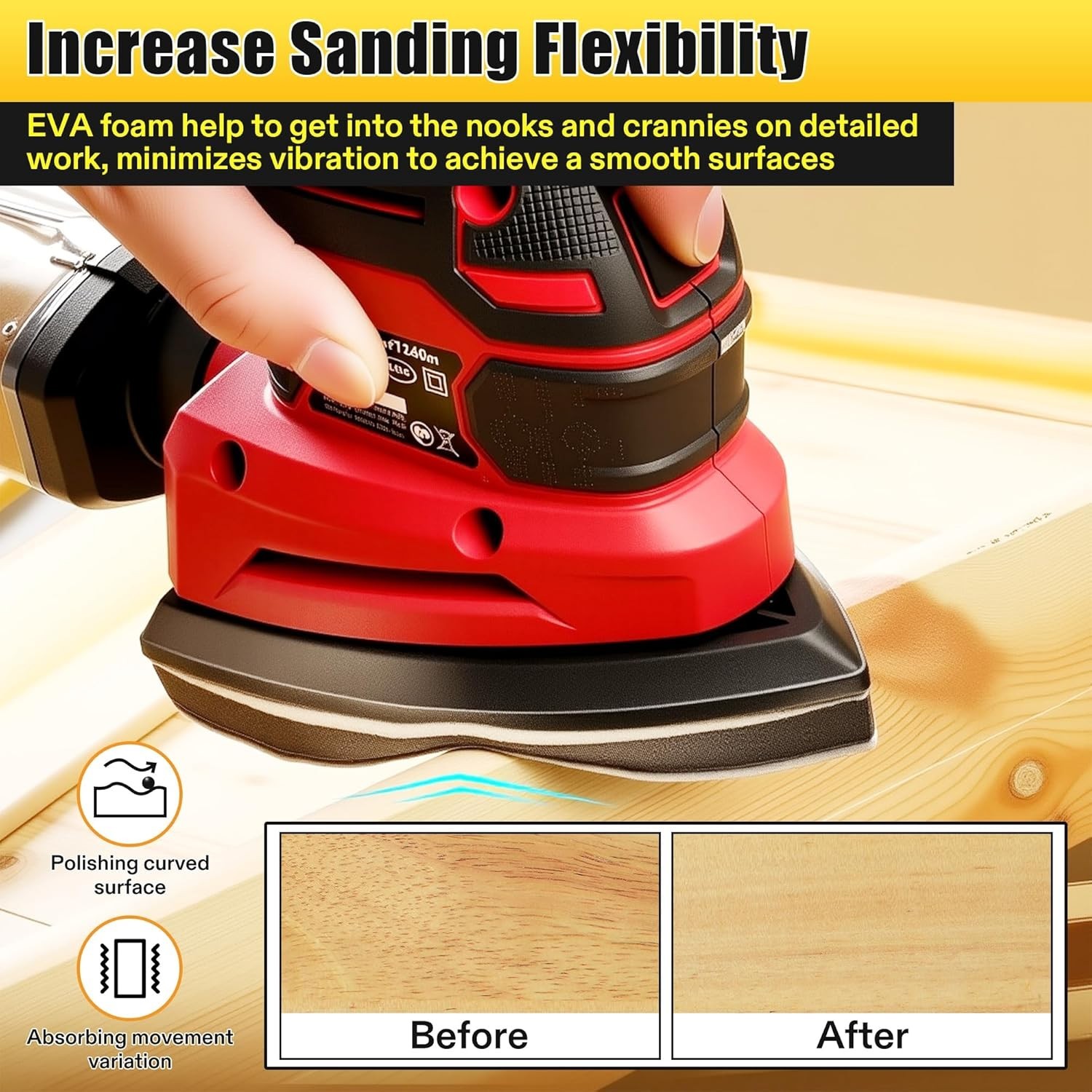 Foam Sanding Pads 6 Holes Mouse Detail Sanding Interface Pads for Sander