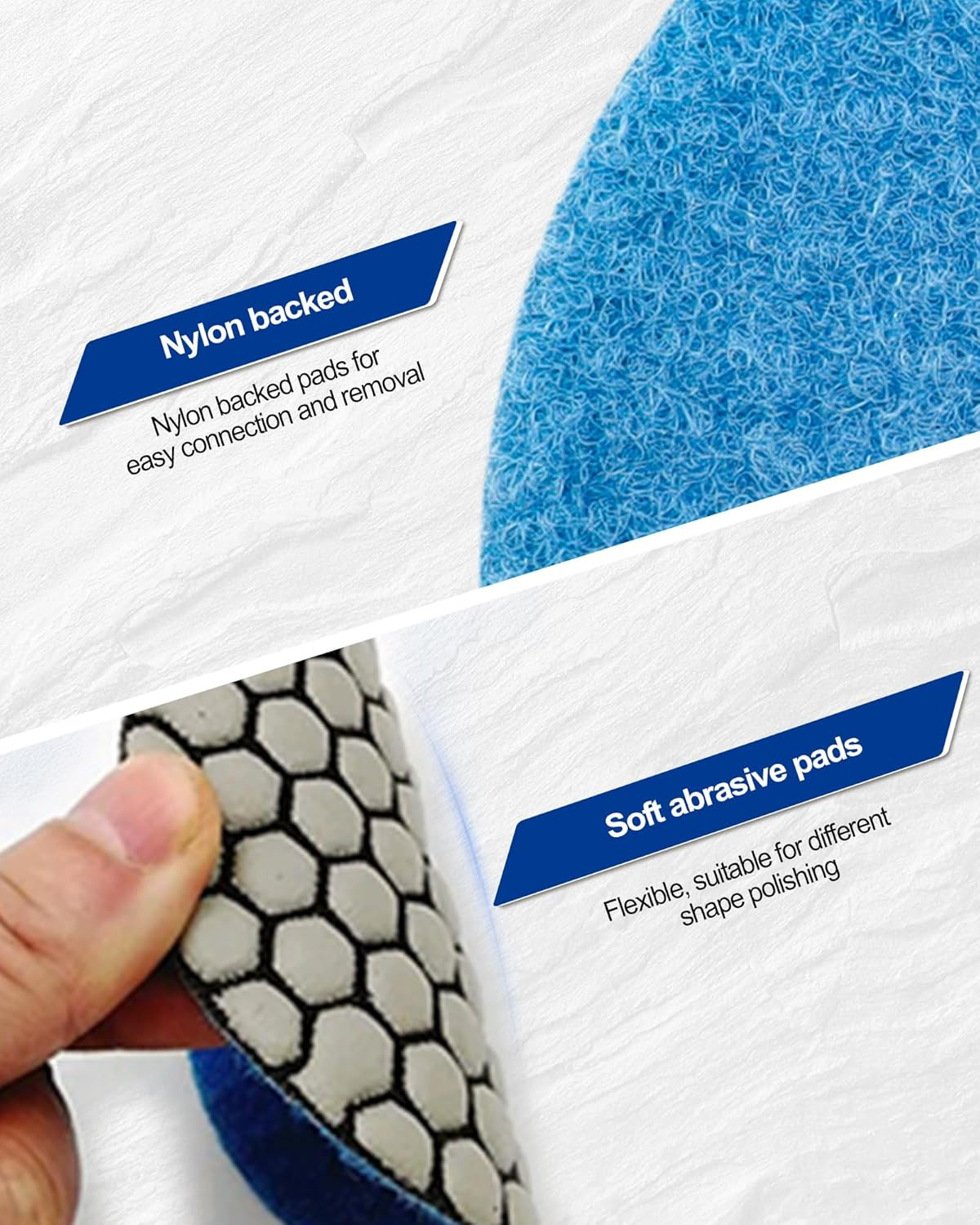 4″ Dry Diamond Polishing Pads Set 7 PCS Rubber Backer for Granite Marble Stone S