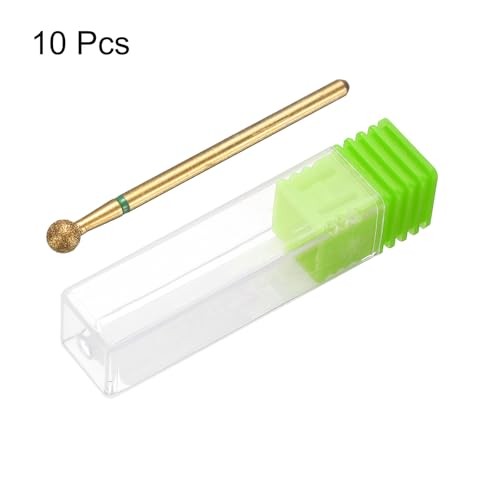 10pcs 100-120 Grits Diamond Grinding Bit Ball Head 2.35mm Shank 4mm Green