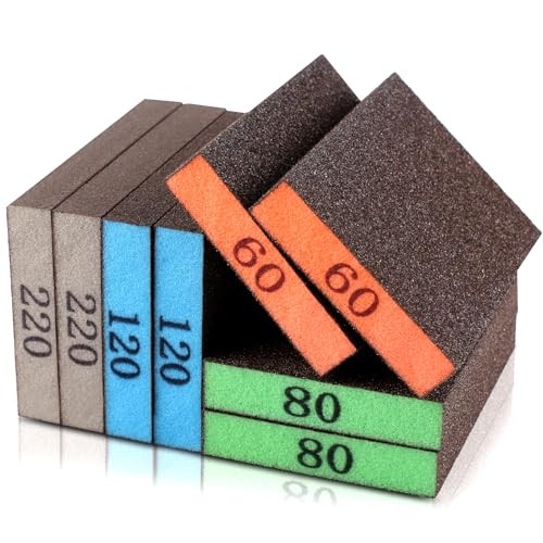 8 Pack Sanding Sponge, Washable & Reusable Sanding Blocks for Drywall, Wood,