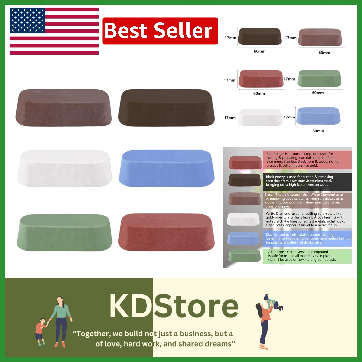 6 Pcs Metal Buffing Polishing Compound for Buffing Wheel Buffing Wheel Compound