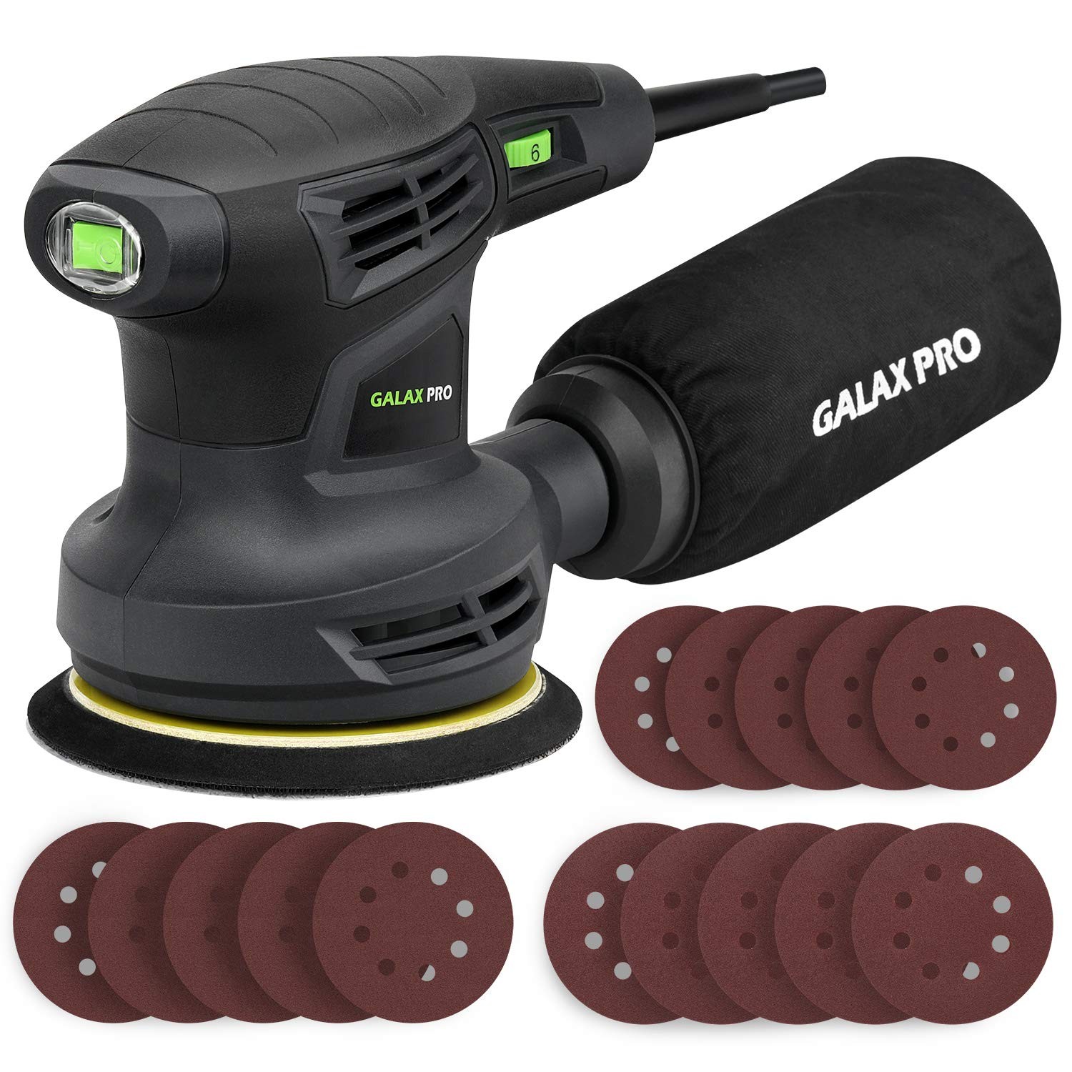 GALAX PRO 280W 13000OPM Max 6 Variable Speeds Orbital Sander with 15Pcs…
