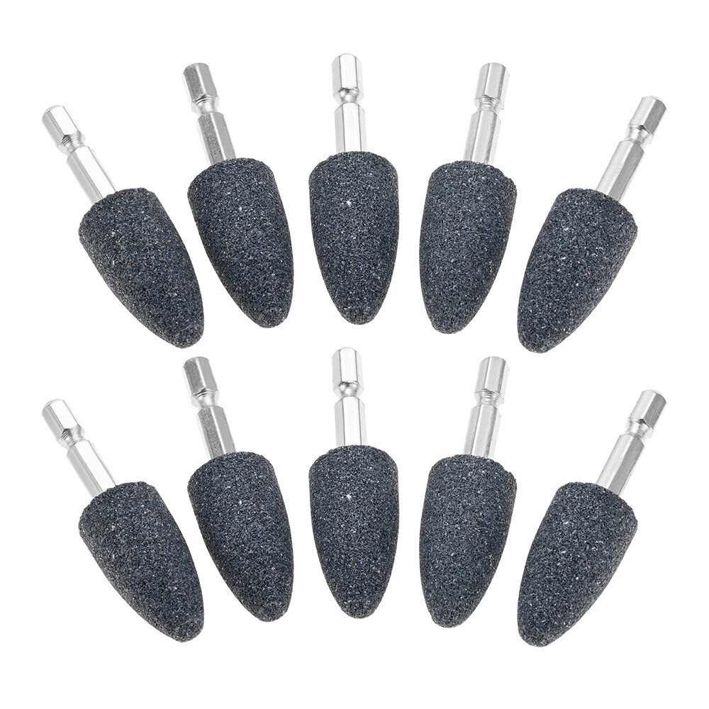 10Pcs Cone Shape Grinding Stone Aluminum Oxide For Die Grinder Other Rotary Tool