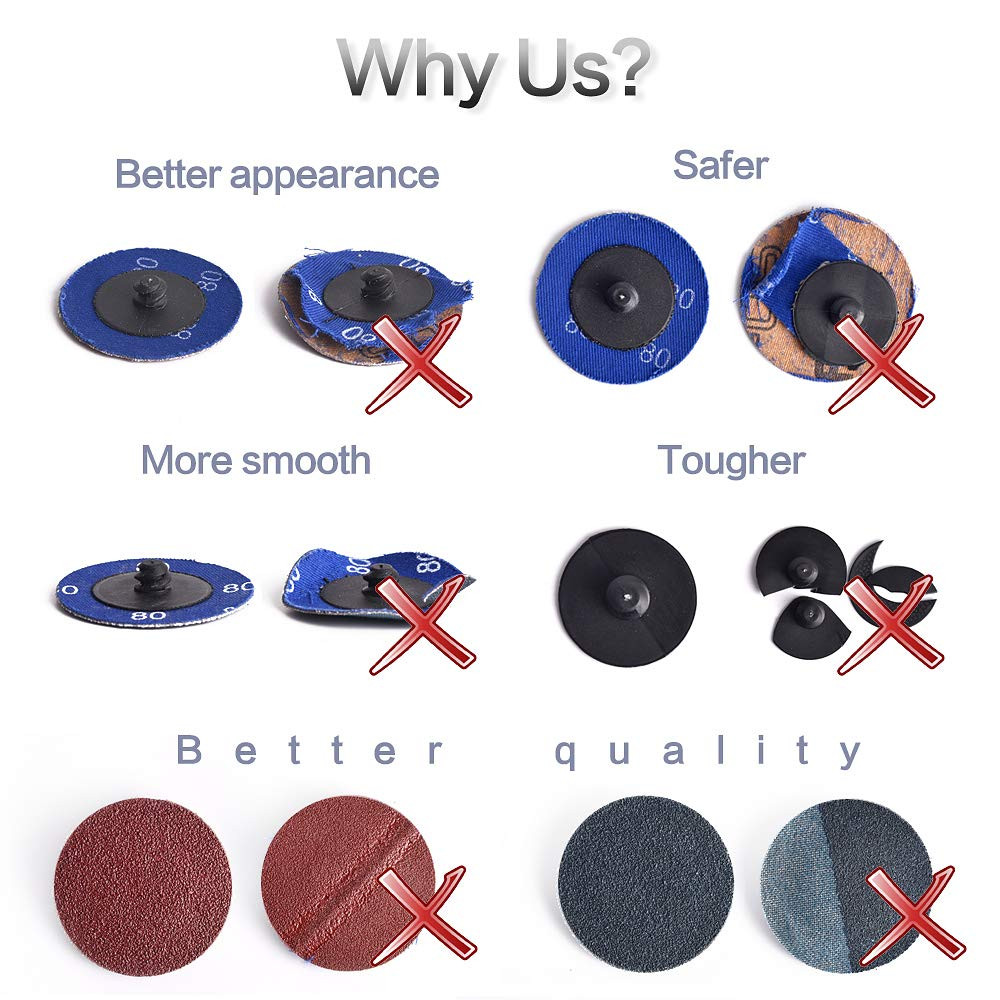 Miroku 50Pcs P36 2 Inch Quick Change Discs Set, A/O Sanding Discs with 1/4″ Hold