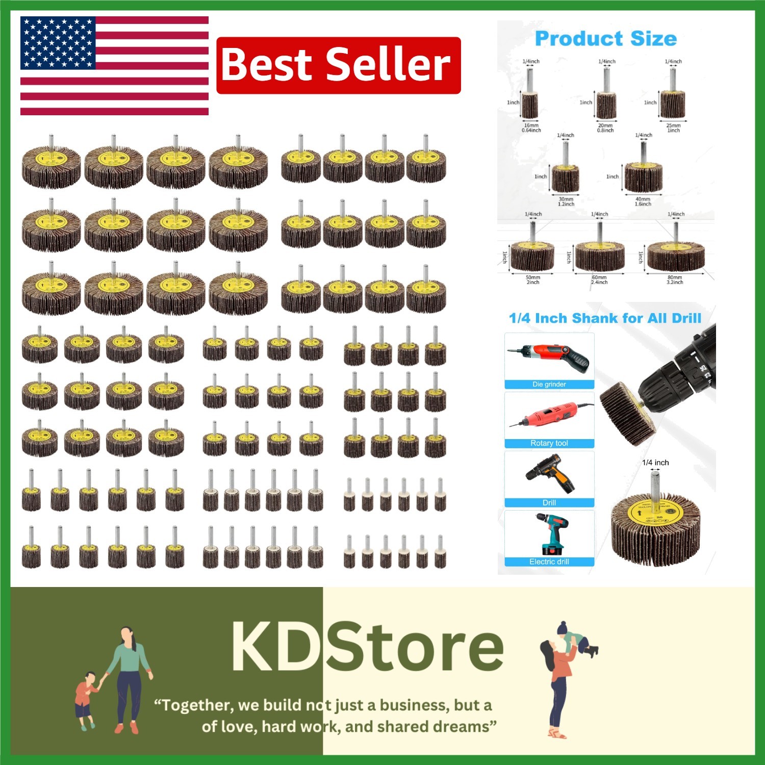 Complete 96-Pack Sander Set with Aluminum Oxide Flap Wheels – Multi-Purpose Use