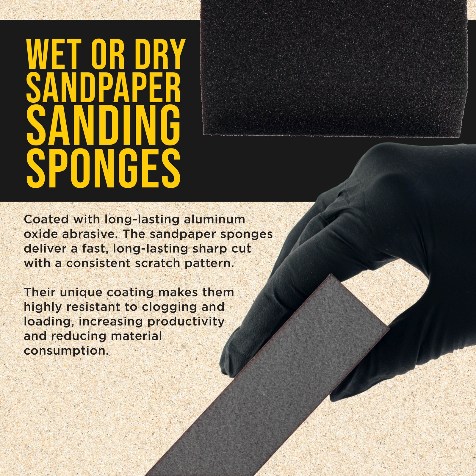 120 Grit Hand Sanding Block Sponges Angled Edge, Box of 6 – 3.9″ x 2.75″ Wet/Dry
