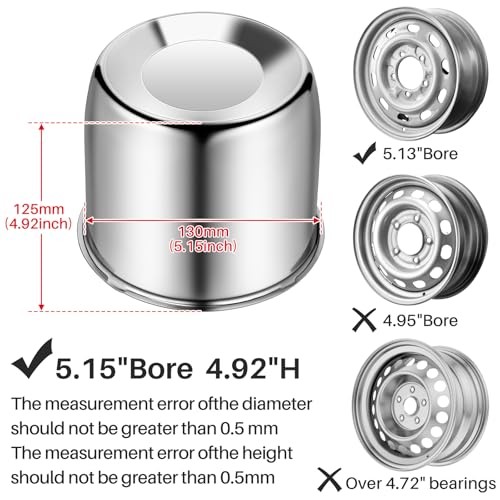 4 Pcs 5.15 Inch Wheel Center Caps Sliver Push Suits for 5.15 Inch Silver