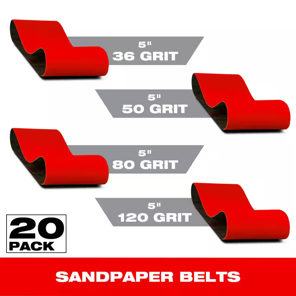 3 In. X 21 In. 36-Grit, 50-Grit, 80-Grit and 120-Grit Sanding Belts (20-Pack)