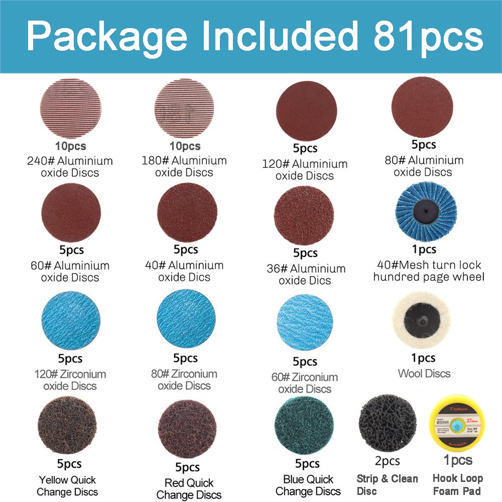 2 Inch R-type Sanding Discs Roll Lock Surface Sanding Discs Pad Polishing—50mm